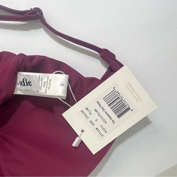 Andie Swim Santorini One-Piece Swimsuit Plum Burgundy Size Small Eco-Friendly - Picture 5 of 15